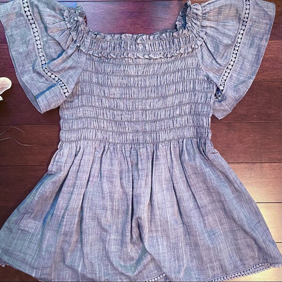 MAX STUDIO Off-The-Shoulder Cotton Blouse, in Blue, Size Small - Picture 12 of 12